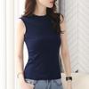 Damen Ärmelloses Baumwoll-Camisole mit hohem Kragen - Slim Fit Sommer 2022 Trend