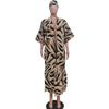 TS1278 Damen Strick-Cardigan im Leopardenmuster mit Kopftuch