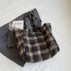 Plaid Canvas Casual Totes Women England Style Strips Shoulder Bags Large Capacity Cloth Shopper Bags Korea Style Cott Packages