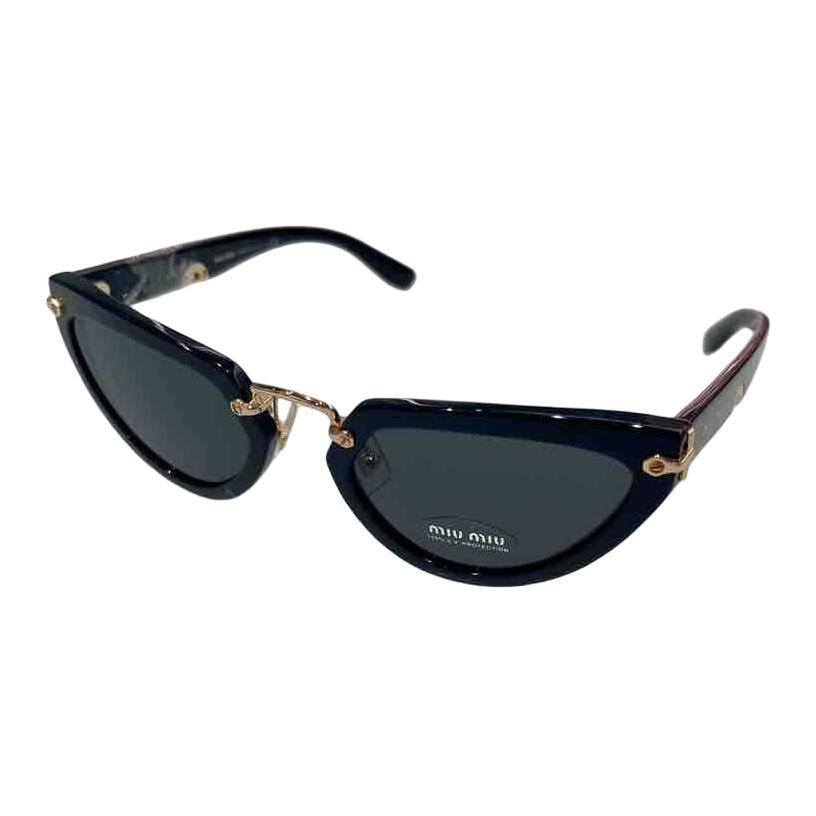 Miu Miu Logo Irregular Frame Sunglasses Women sunglasses Black 0MU10VS1AB5S053 F,Black