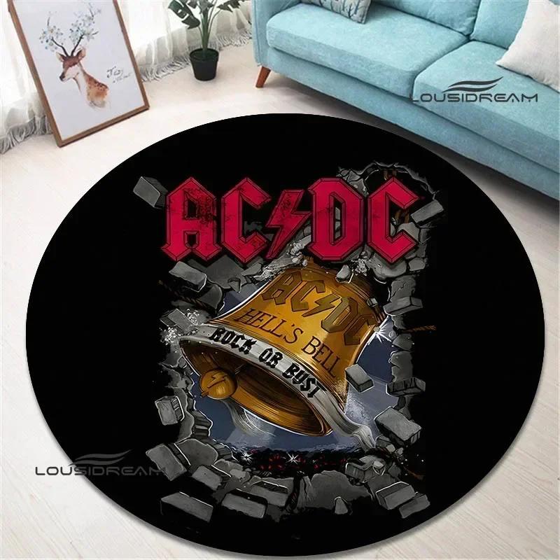 Rocková kapela AC/DC retro potištěný kulatý koberec ložnice krásný koberec protiskluzová rohožka pod dveře podlahové rohože kusový koberec narozeninový dárek