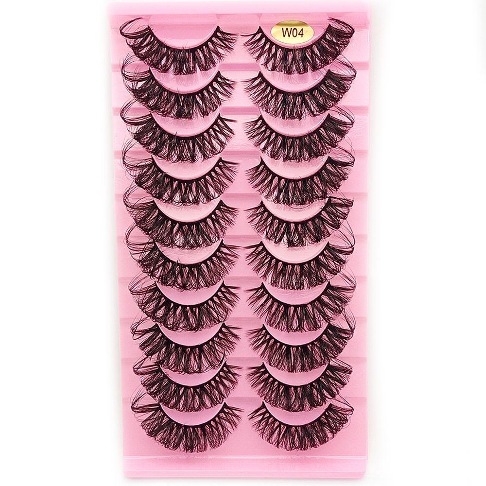 

10 Pairs Eye Lashes Natural Long Wispy Volume False Eyelashes Russia Volume Faux Mink DD Curl W04