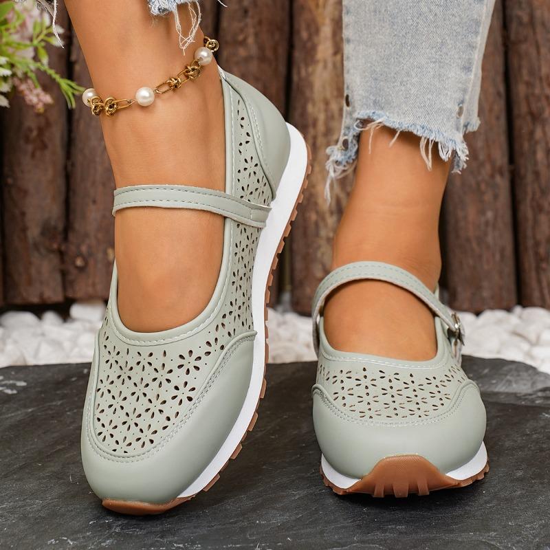 Damskie szerokie oddychające baleriny, wsuwane mokasyny z wycięciem, wygodne mokasyny dla kobiet