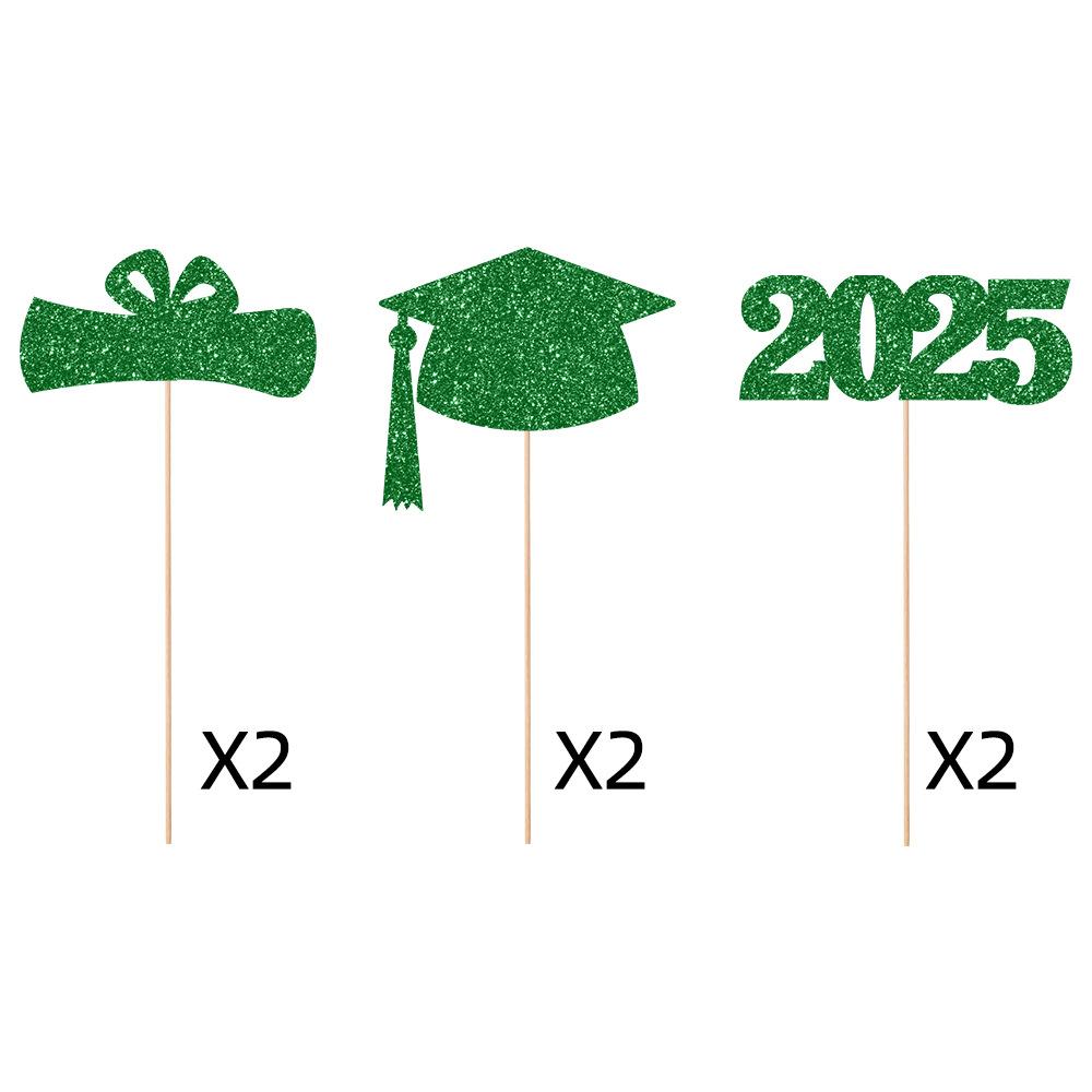 6pcs Doctoral Cap Graduation Centerpiece Sticks Bling Paper Flower Vase Ornament  Gift