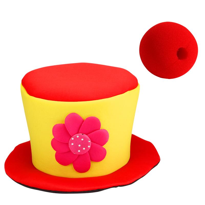 Special Offer Clown Hat With Red Nose Accessory Polka Dot Colored Hat Felt Available For Halloween Party Magic Circus