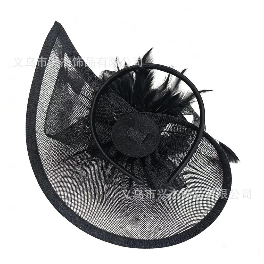 Feather Headdress Bridal Hair Accessories Head Flower Top Hat Women's Jockey Club Hairpin Headband Dual Purpose High Cranial Top