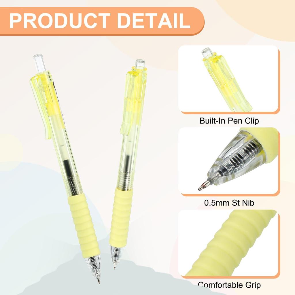 PATIKIL 6 Ballpoint Pen, 0.5mm Black Ink Pen, Fine Point Smooth Writing Pen, Perfect Office Supplies for Journaling and Note Taking, Yellow