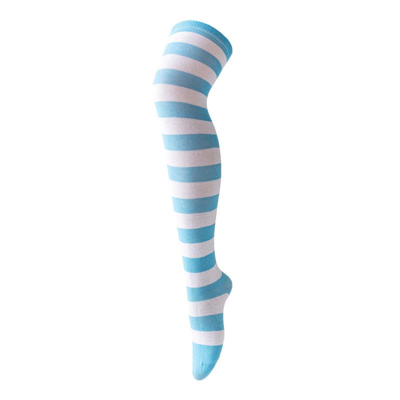 Gestreifte Over-Knee-Socken Damen Hohe Strümpfe Mehrfarbig Jk Lässig Warme Socken Sexy Schlanke Lange Socken Weihnachts-Gestreifte Strumpfwaren # one size gray