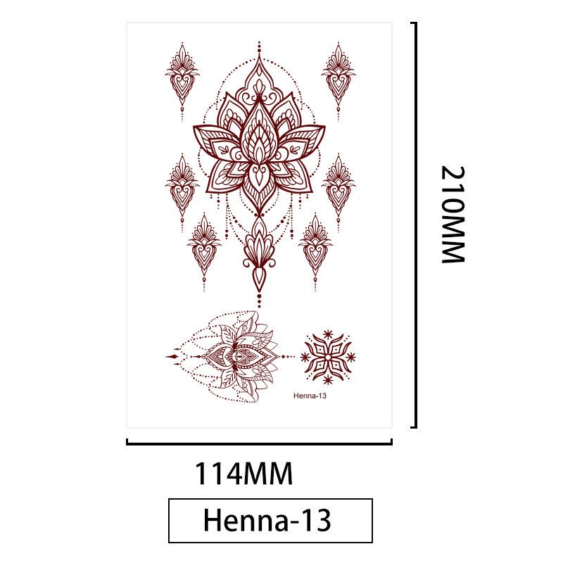 Lace Brown Waterproof Henna Flower Tattoo Stickers for Hands