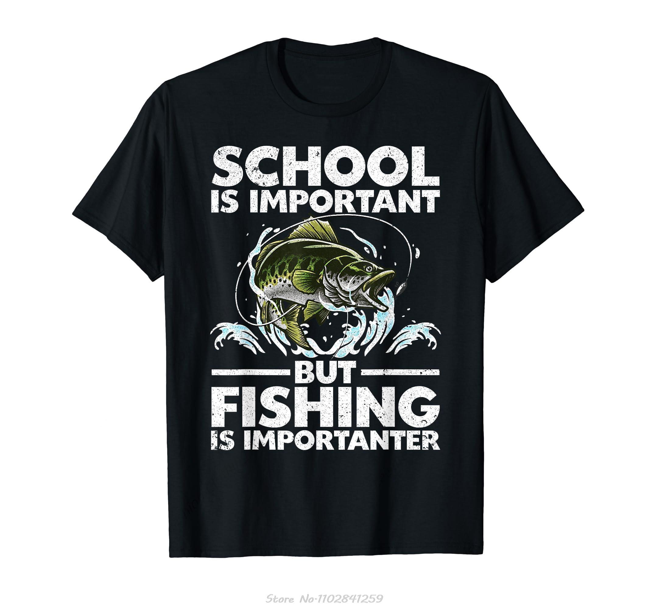 

Funny Fishing For Boys Kids Youth Fish Saying Bass Fisherman TShirt School Is Important But Fishing Is Important Tshirt Tees 4XL