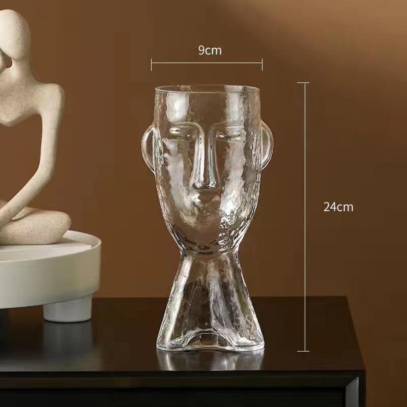 

European minimalist face glass vase for hydroponic flowers plants dried flowers living room home decor
