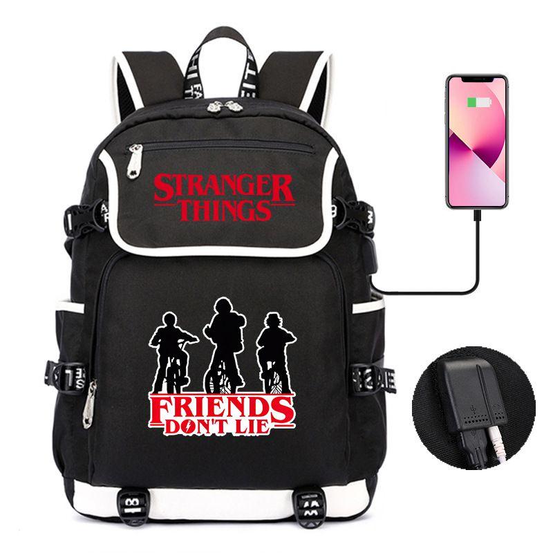 Mochila Impermeable Stranger Things 4 Perfecta Para Estudiantes Y Adultos Con Gran Capacidad Y Función Recargable USB