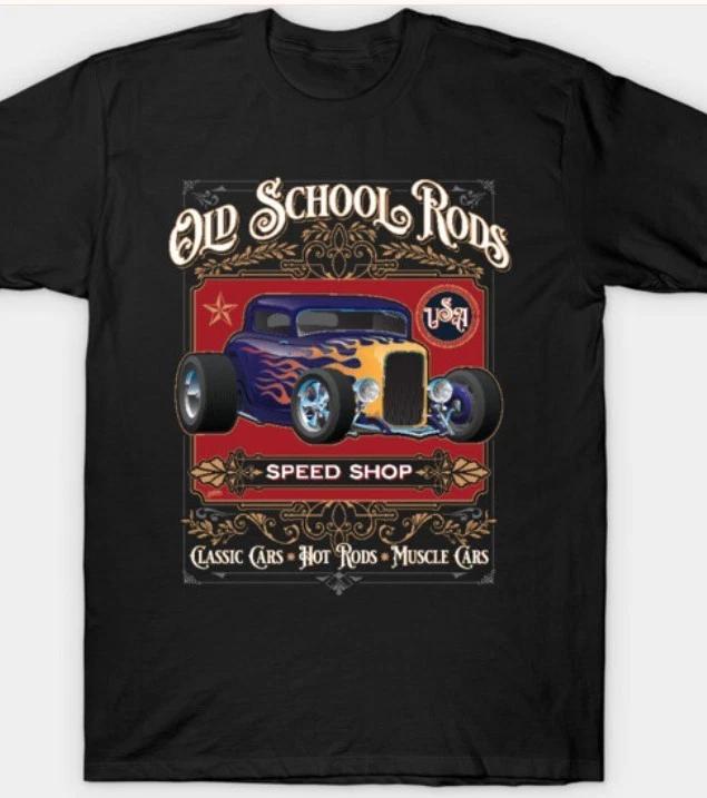 Old School Rods Speed Shop Vintage Style Hot Rod Car Design T-Shirt S