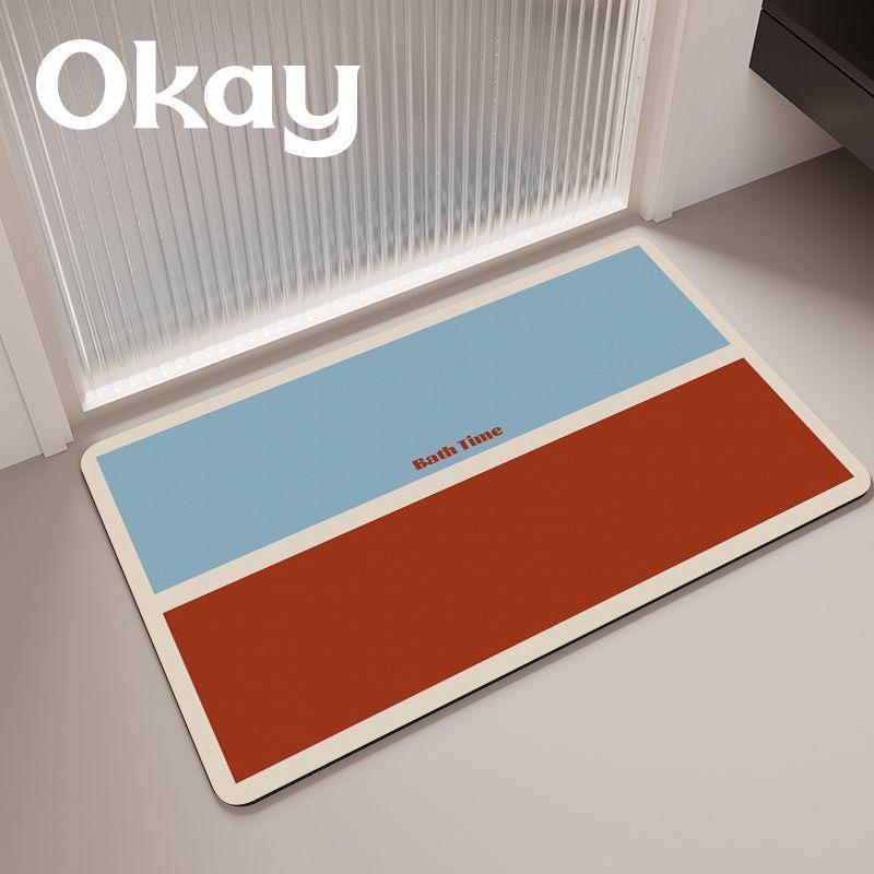 Color Block Patchwork Diatom Mud Absorbent Bathroom Door Mat - Non-Slip 40x60cm