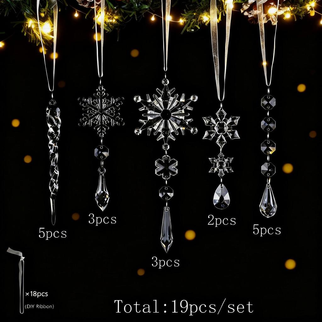 Christmas Snowflake Crystal Hanging Ornaments - Perfect for Festive Atmosphere