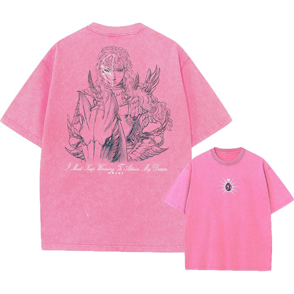 Anime Berserk Guts Acid Tshirt Retro Vintage Washed Graphic Tees Men Harajuku Cotton Casual Short Sleeve Tshirt Tops Unisex