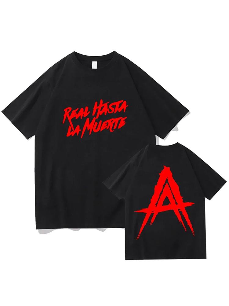 Hip Hop Streetwear Anuel AA Real Hasta la Muerte Graphic T Shirts For Men Women Fashion Rapper T-shirts Loose Cotton Tshirts