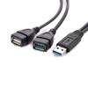 USB 3.0 A 1 Stecker auf 2-Wege-Dual-USB-Buchse Datenlade-Hub Netzteil Y-Splitter USB-Stromkabel Verlängerungskabel