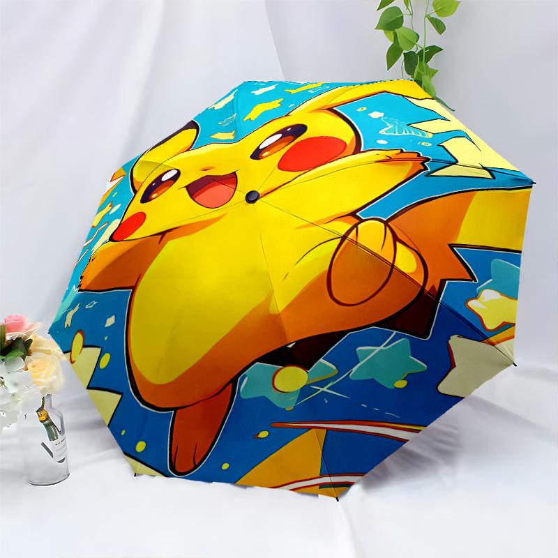 Pikachu Starburst Automatic Design Umbrella 8Bone Structureautomatic Closing Buttondurable Portable And Foldable Great For Outdoors And Daily