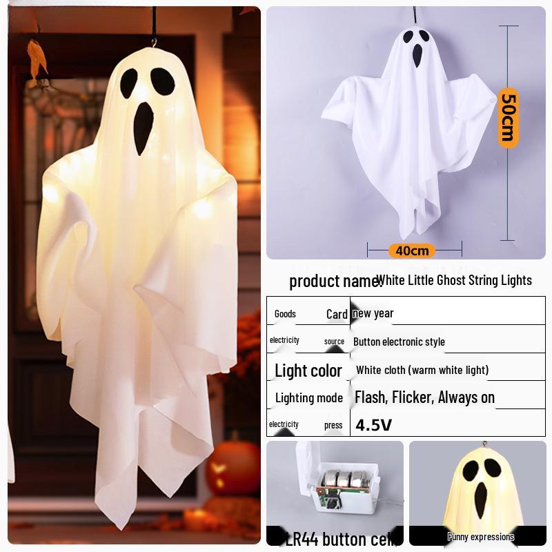 Glowing Ghost Lantern Pendant for Spooky Halloween Outdoor Decoration