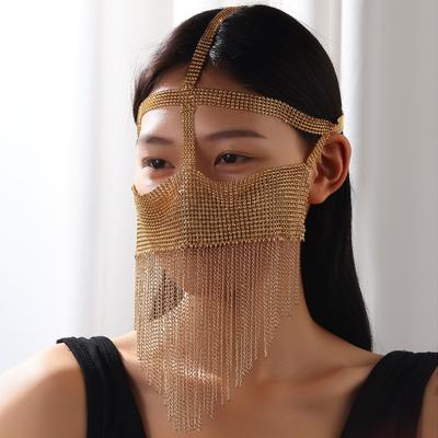 Nightclub Stage Party Performance Chain Tassel Mask Fashionsexy Glossy Surface Chain