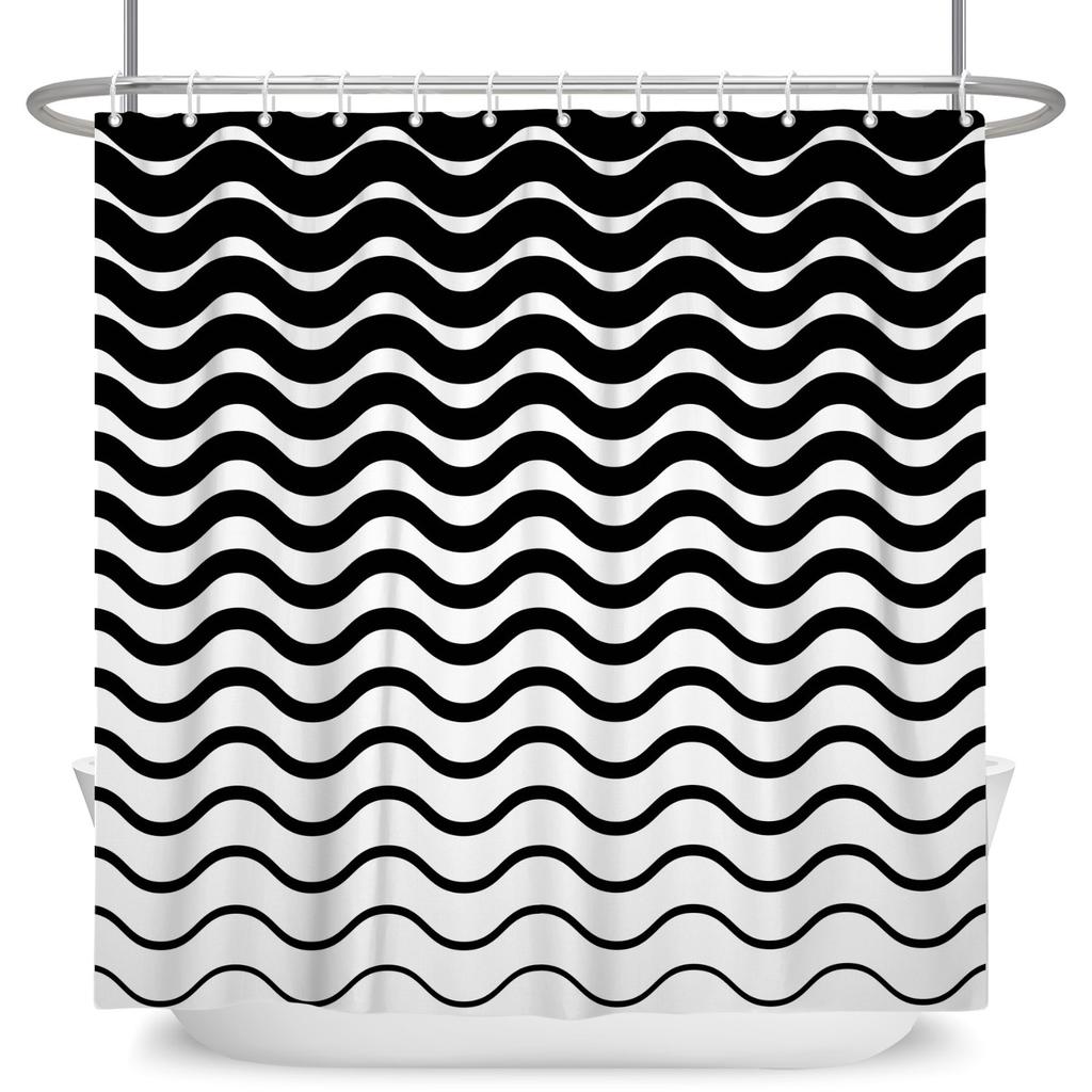 Geometrisches Muster Duschvorhang Modern Minimalistisch Wasserdicht Badvorhang Badezimmer Dekor Polyesterstoff Mit Haken Inklusive