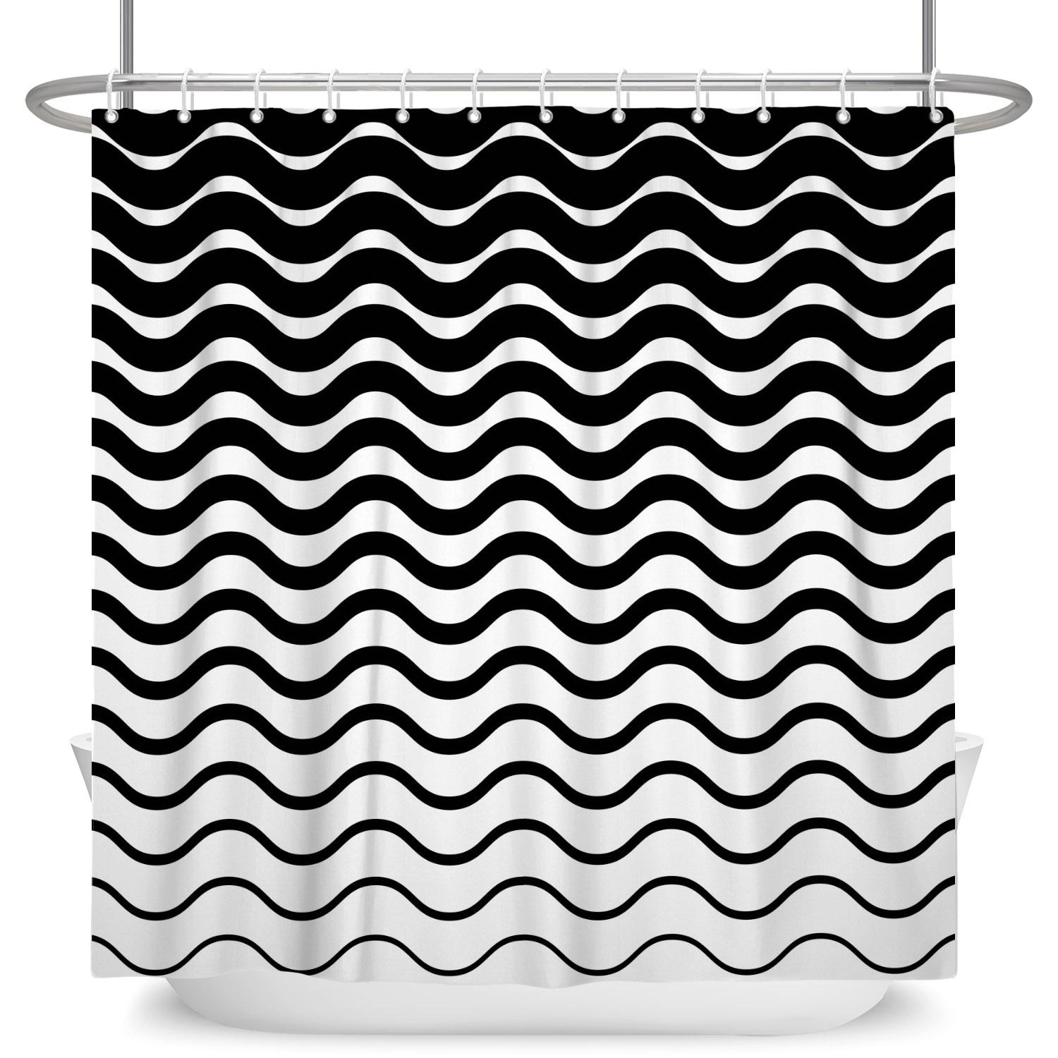 

Geometric Pattern Shower Curtain Modern Minimalist Waterproof Bath Curtain Bathroom Decor Polyester Fabric With Hooks Included W60H190(CM)-1 Pcs