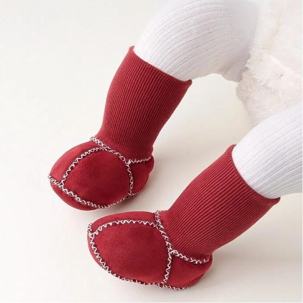 Thickened Baby Suede Leather Shoes Fleece-Lined Baby Winter Shoes 0-12 Months
