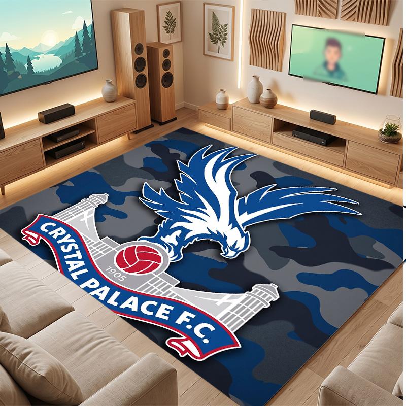 Tappeto in Velluto di Cristallo con Stampa del Crystal Palace Football, Comodo Assorbente d'Acqua Antiscivolo Tappeto per Pavimenti Interni