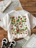 90s Strawberry Y2k 100% Cotton Women's Retro Floral Print Sweet T-Shirt Soft Crew Neck Short Sleeve Top Vintage Shirt