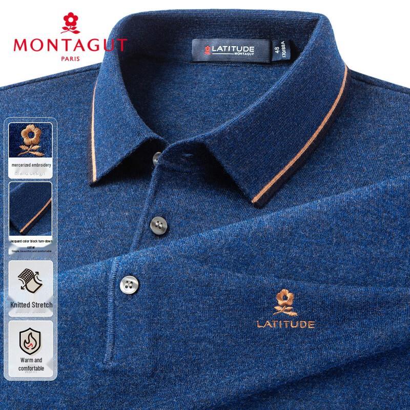 Мужской трикотажный свитер MONTAGUT с воротником поло на осень/зиму 2XL