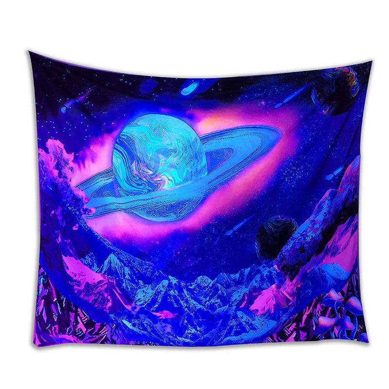 UV Fluorescent Tapestry Starry Sky Print Wall Hanging Art Home Decor