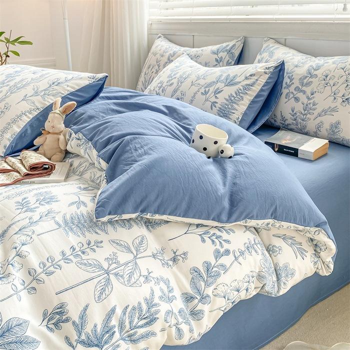 Class A Maternal And Infant Grade Small Fresh 100 Washed Cotton Four-Piece Set Student Dormitory 3Pcs Set Polished Cotton Full Quilt Cover Hat