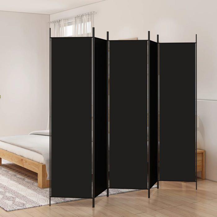 VidaXL Cloison de Séparation 5 Panneaux Séparateur de Pièce Pliable Diviseur Écran d'Intimité Paravent Décoration Salon Noir 350189