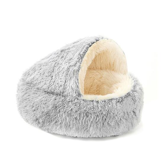 Cat Nest Bed Fuzzy Covered Cat Cave Bed Warm Fluffy Pet Bed with Anti-Slip Bottom Puppy Calming Bed for Small Dogs Cats