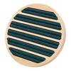 Wood 6 Slots Round Shape Ring Earring Storage Tray Green Flannel Display Jewelry Holder