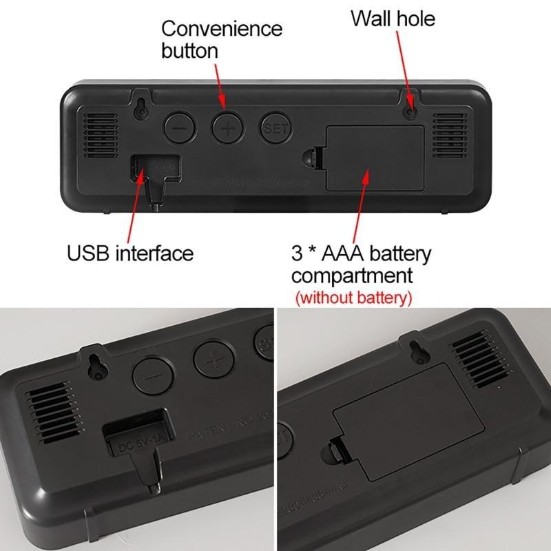 Wanduhren 9 Zoll große LED-Digitaluhr Temperatur Datumsanzeige Nachtmodus Tischalarm 12 / 24h elektronische Helligkeit