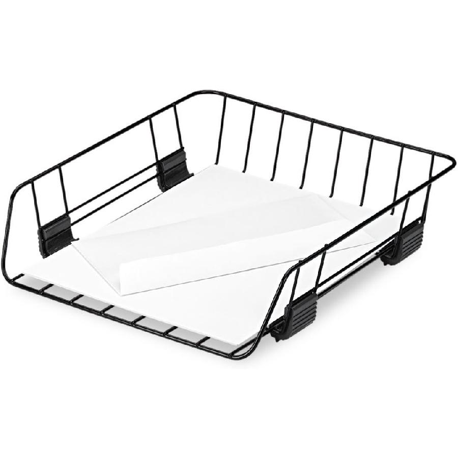 Fellowes Workstation Stacking Letter Desk Tray Organizer, Front Load, Wire, Black (66112)