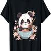 Otaku Kawaii Anime Panda Eat Ramen Noodles Cherry Blossom T-Shirt