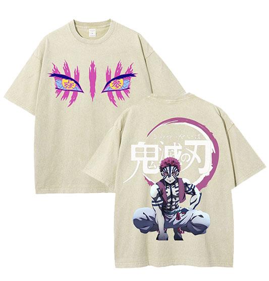 

Vintage Demon Slayer Akaza Wash T-shirt Man Women Short Sleeve Tee Streetwear 2026 Oversized Anime Print Casual Tops Summer Y2k M
