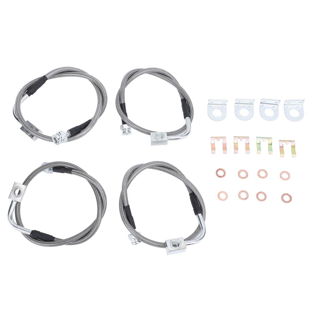 4PCS Stainless Steel Brake Lines 89716 Extended Front and Rear Brake Cable for Wrangler JK JKU 2007 to 2018