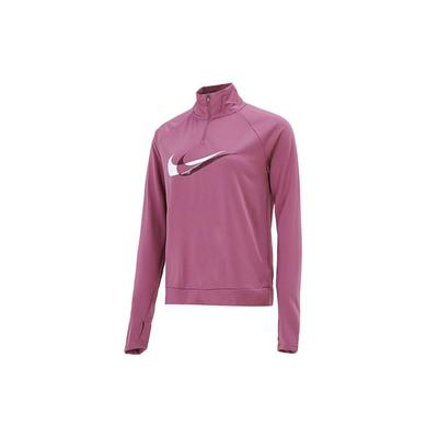 Dri-Fit Double Swoosh Half-Zip Quick-Dry Reflective Long-Sleeve T-Shirt Women Tops Deep-Red DD6842-507