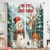 2pcs,2D Plane Printing Print Curtains Cute Deer Snowman Christmas Forest (2) Versatile 100% Polyester (without Rod) Art Deco