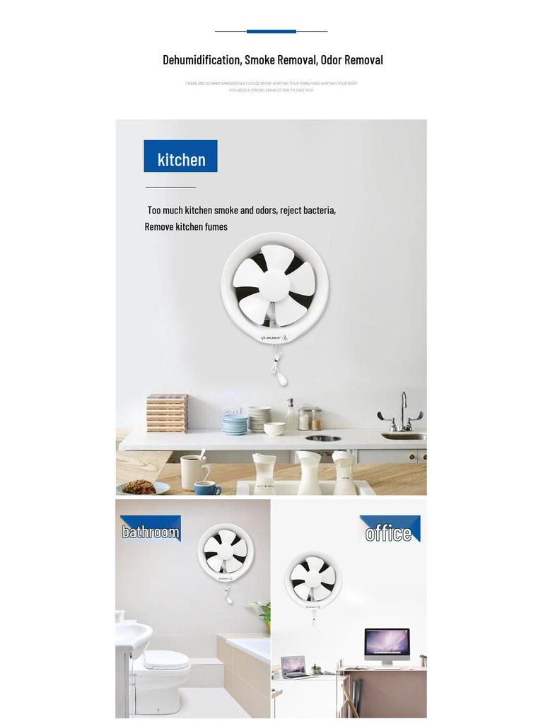 Jinling Silent Round Ventilation Fan for Bathroom & Kitchen, 6-Inch Wall-Mounted Exhaust Fan