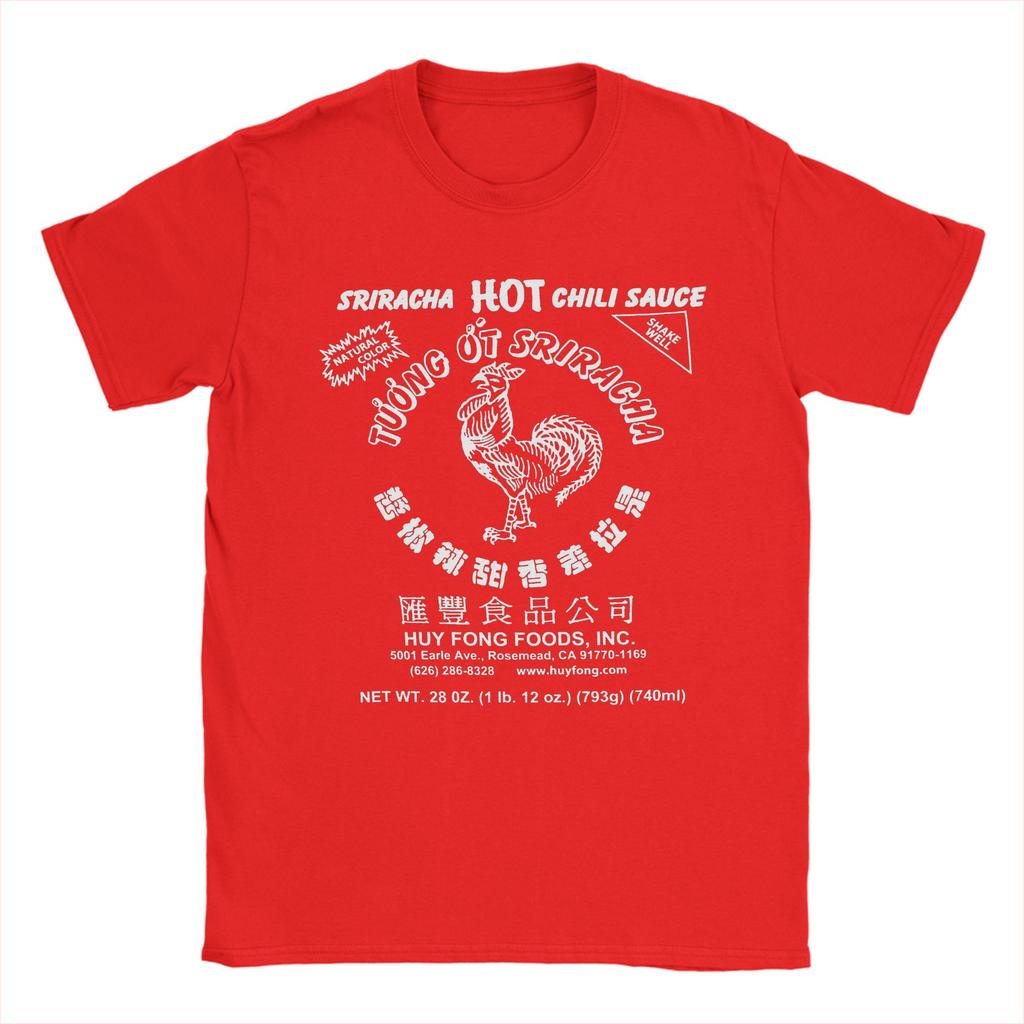 Herren T-Shirt Spicy Rooster Sriracha Scharfe Chilisoße Freizeit Baumwoll-T-Shirts Kurzarm T-Shirts Rundhals Kleidung Geschenkidee