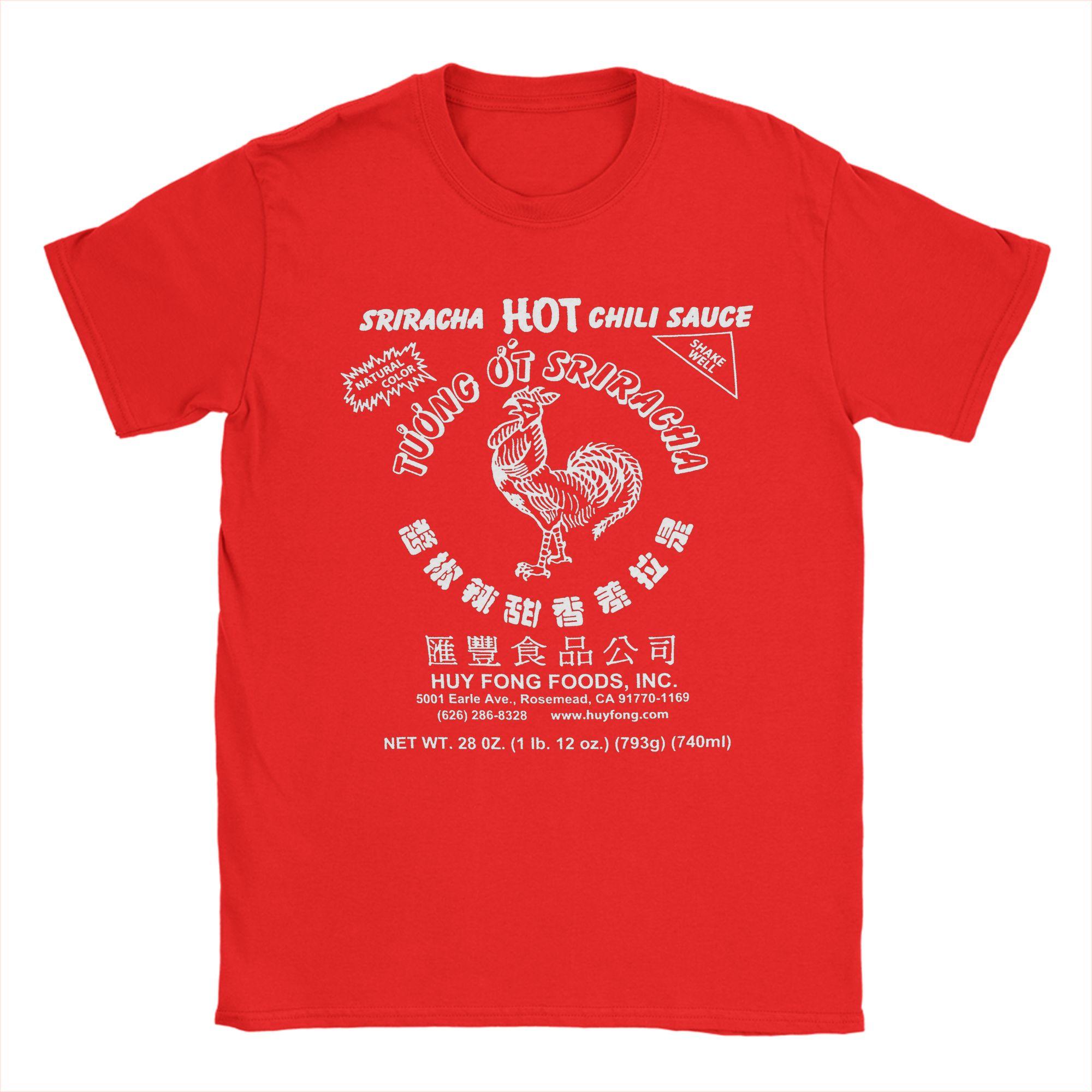 Men TShirt Spicy Rooster Sriracha Hot Chili Sauce Leisure Cotton Tees Short Sleeve  T Shirts Crew Neck Clothing Gift Idea S