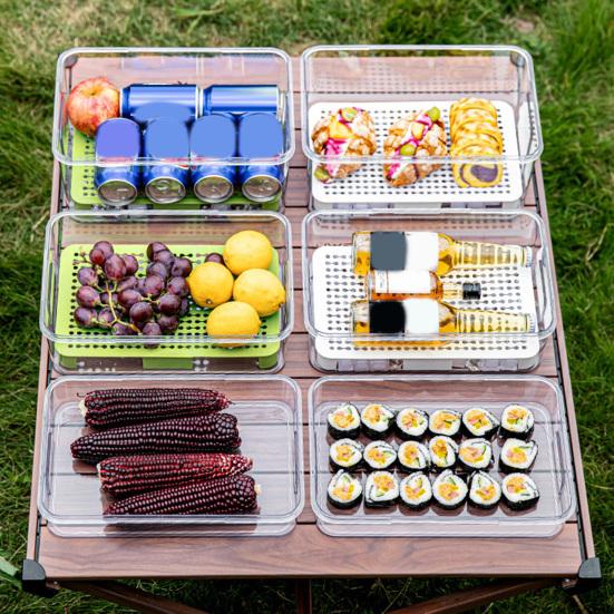 Food Storage Box Snack Box Container with Lid Large Capacity BPA Free Transparent Design Easy to Clean Divided Serving Tray