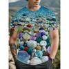 Men's 3D Colorful Glossy Pebble Underwater Print T-Shirt Crew Neck Short Sleeve Ocean Scenery Casual Summer Tee Top