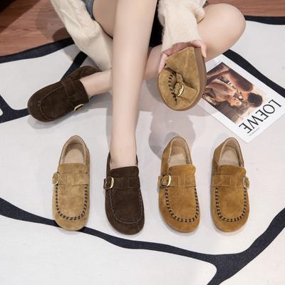 Scarpe in pelle per bambini 2025 inverno nuove Birkenstocks casual mocassini a un pedale pigri scarpe termiche in cotone vellutate