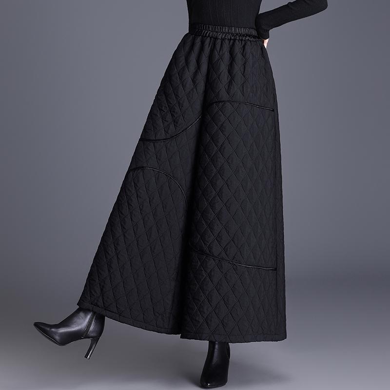 Péřová bavlna Polstrovaná vintage s vysokým pasem ležérní volná podzim zima široké nohavice Sukňové kalhoty Dámské volné ležérní kalhoty